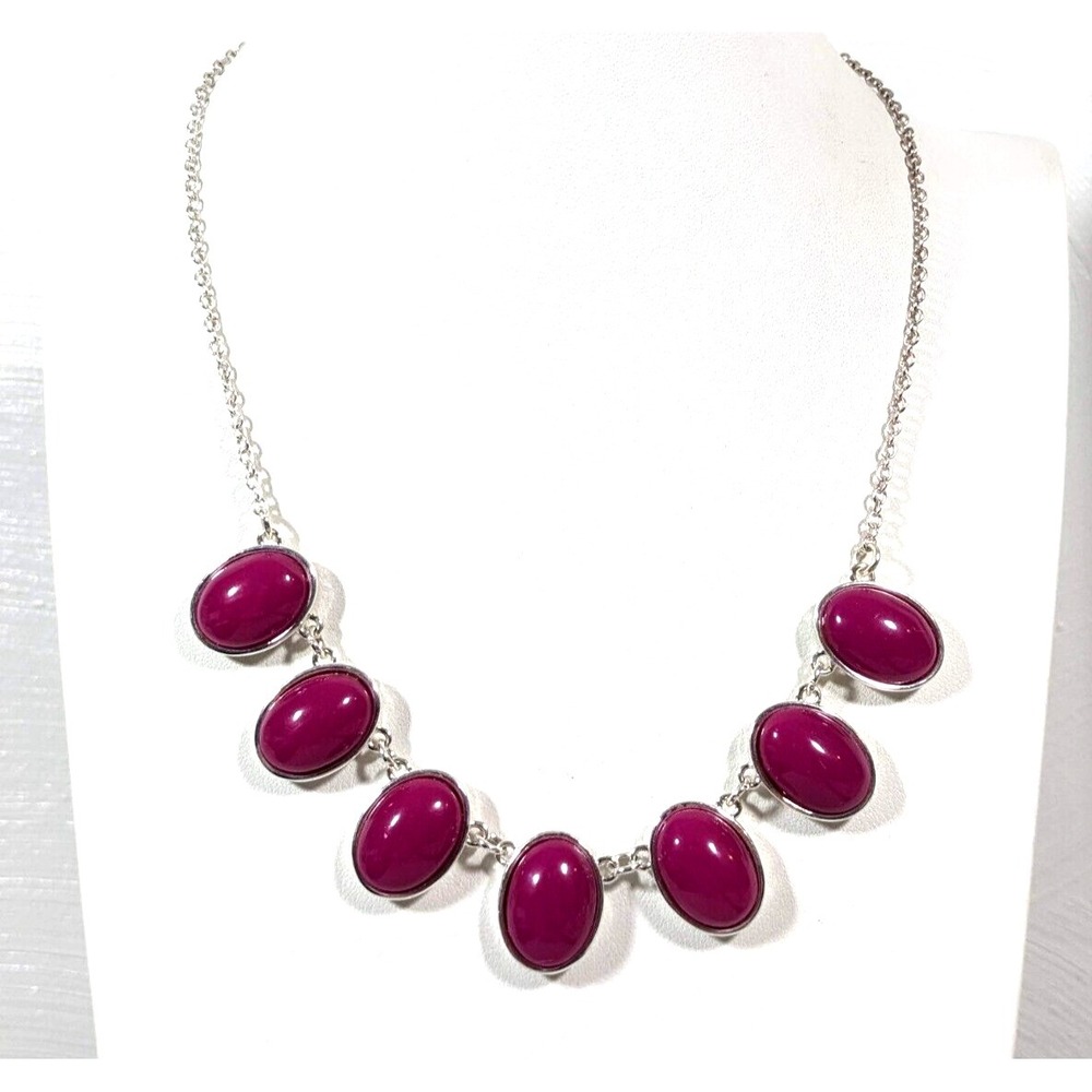 Liz Claiborne Pink Oval Cabochon Bold Statement Necklace Coastal Beach 19 in
